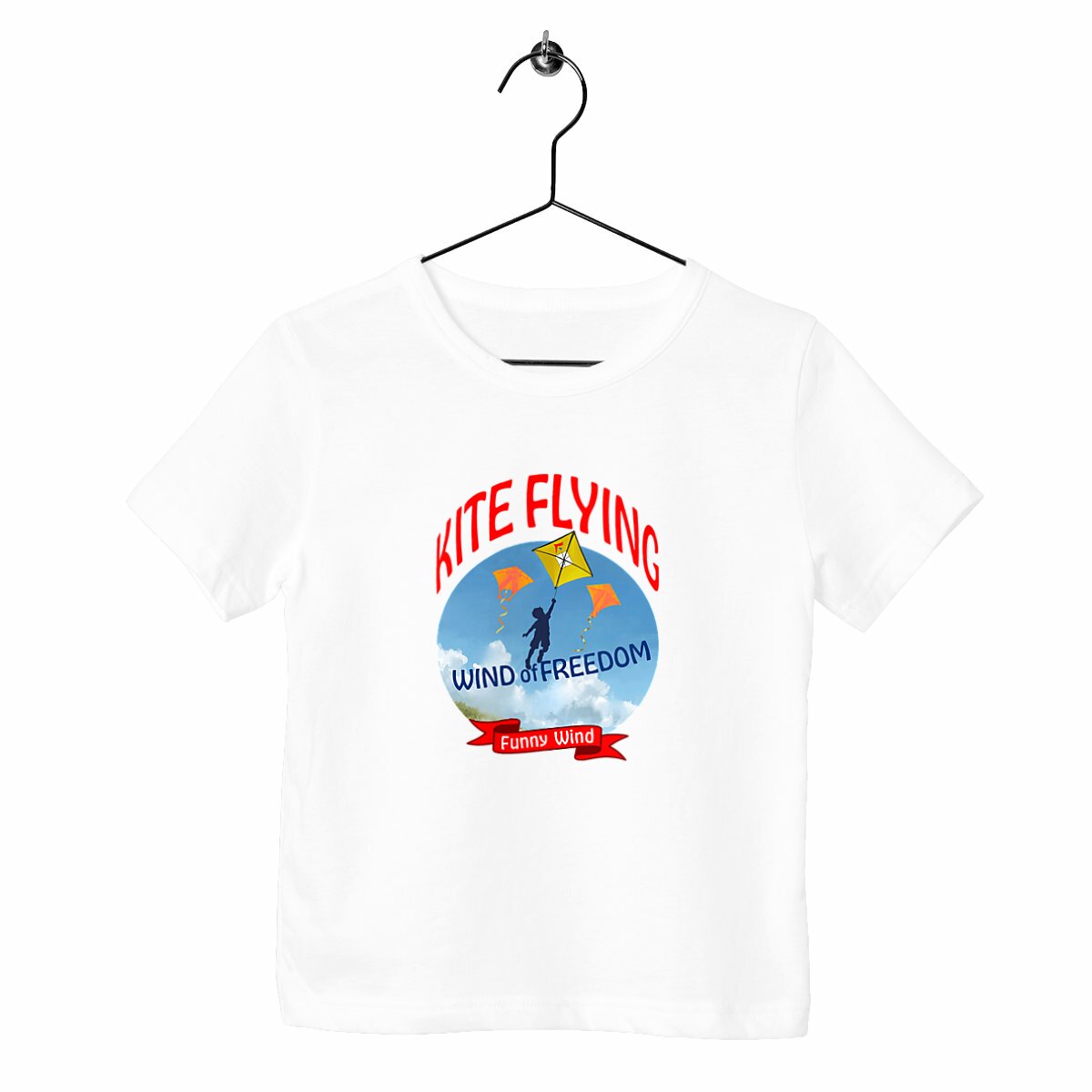 T-shirt Kite flying enfant - face_blanc