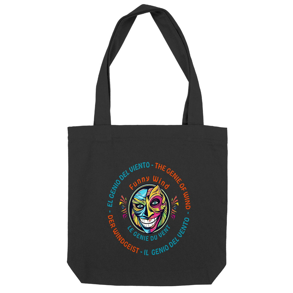 Tote bag Funny Wind le génie du vent - face_noir